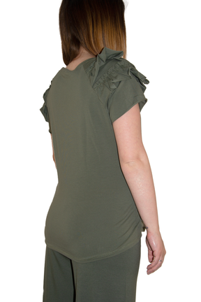 Maglia Bianca con Voulant - Verde Militare