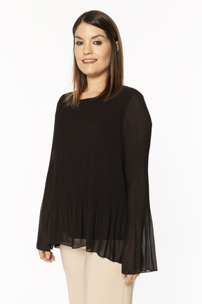 Blusa Miriam plissè - Nero